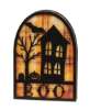 Picture of Boo & Spooky House Silhouette Plaid Background Wooden Sitter