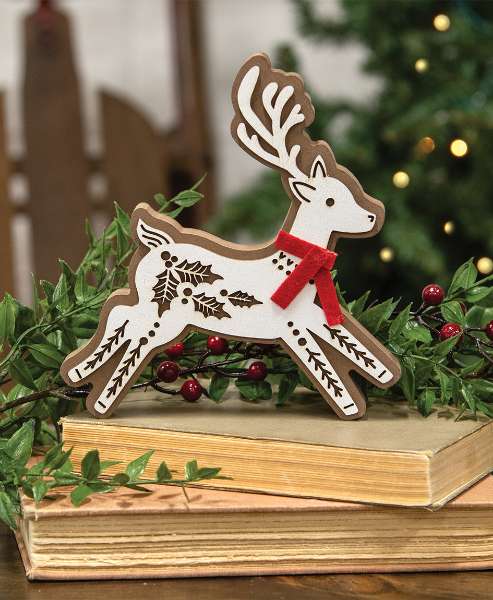 Picture of Laser Cut Leaping Holly Reindeer Sitter