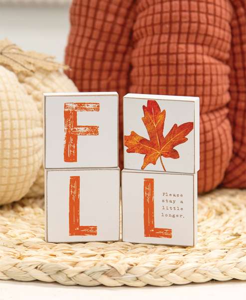 Picture of Stay A Little Longer Fall 2" Blocks, 4/Set