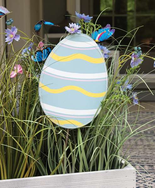 Picture of Glittered Blue Easter Egg Planter Stake Topper