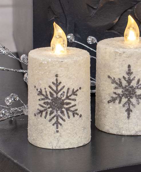 Picture of Glitter Snowflake Timer Pillar, 2.5" x 3"