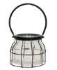 Picture of Glass Jar In Black Metal Carrier, 6.75" Dia. x 5" H