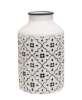 Picture of Black & White Vintage Patterned Metal Vase, Tall