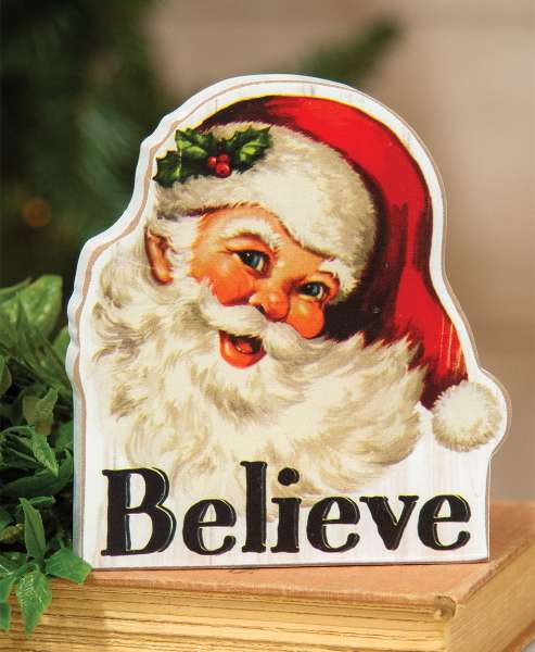 Picture of Wooden Retro Santa Believe Sitter