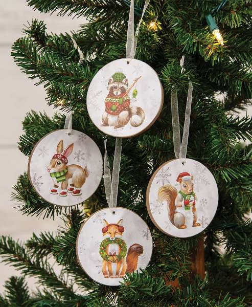 Picture of Winter Woodland Friend Round Ornament ,3", 4 Asstd.