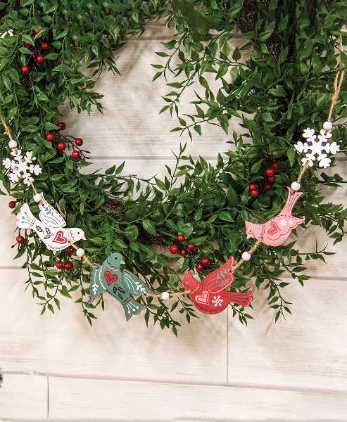 Picture of Yuletide Folklore Birds & Snowflakes Wooden Garland