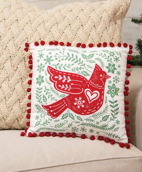 Picture of Yuletide Folklore Cardinal Pillow