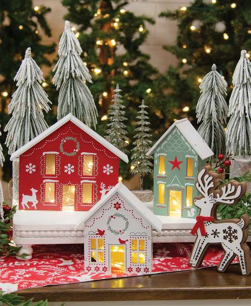 Picture of Wooden Yuletide Folklore Houses, 3/Set