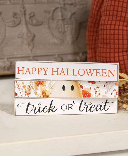 Picture of Trick or Treat Floral Ghost Mini Stick, 3 Asstd.