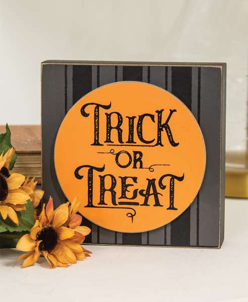 Picture of Trick or Treat Black Ticking Stripe Box Sign