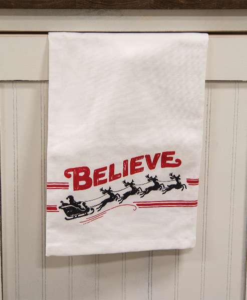 Picture of Believe Santa & Reindeer Dish Towel