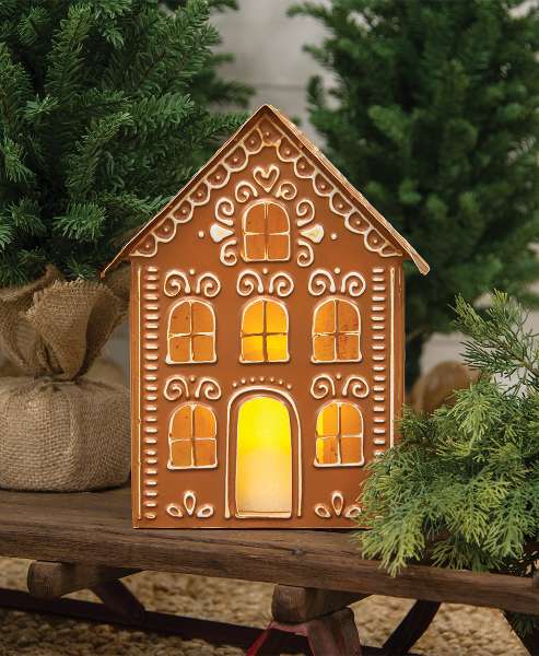 Picture of Metal Gingerbread House Luminary, 12"H