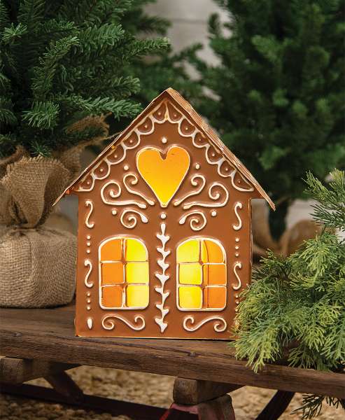 Picture of Metal Gingerbread House Luminary, 9.75"H