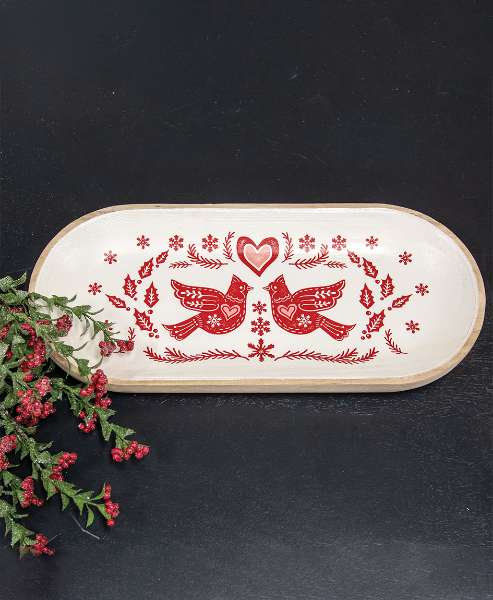 Picture of Yuletide Cardinal Oval Wooden Tray