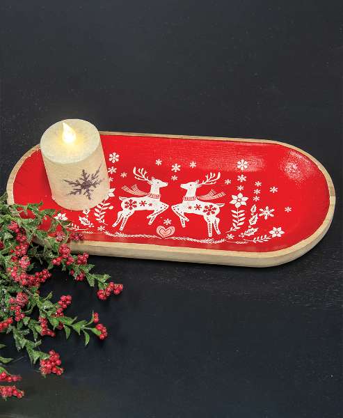 Picture of Yuletide Reindeer Oval Wooden Tray