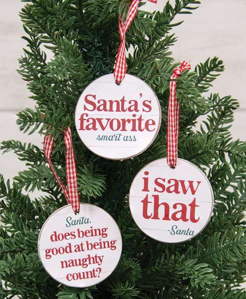 Picture of I Saw That Round Ornament w/Ribbon, 3 Asstd.