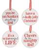 Picture of On Santa's Drinking List Round Ornament w/Ribbon, 4 Asstd.