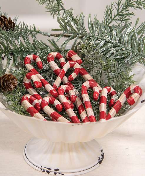 Picture of Carved Wood Antiqued Candy Canes, 3"H, 12/Set