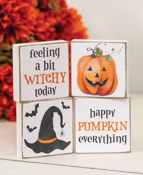 Picture of Pumpkin Everything 2" Square Block, 4 Asstd.