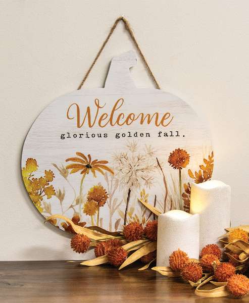 Picture of Welcome Glorious Golden Fall Hanging Pumpkin Sign