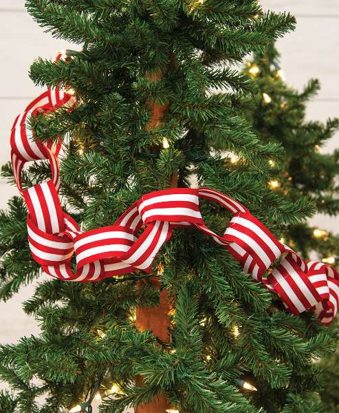 Picture of Large Red and White Striped Ribbon Garland, 48"L