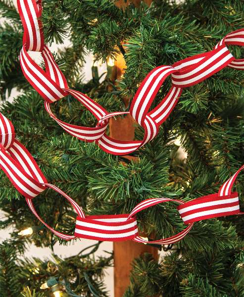 Picture of Small Red and White Striped Ribbon Garland, 48"L