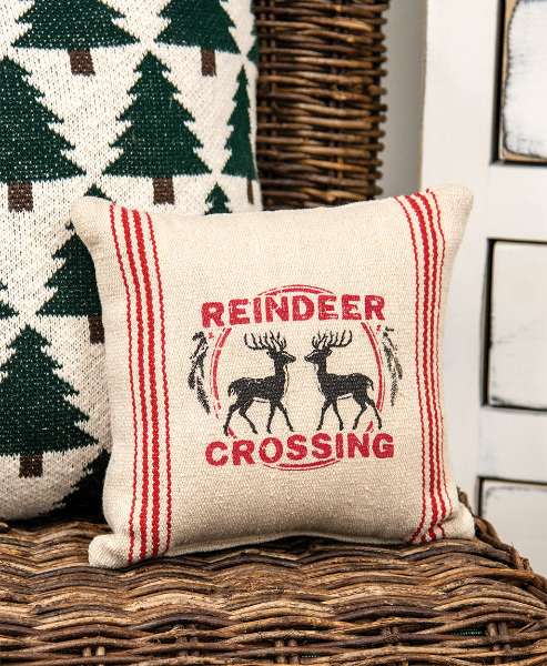 Picture of Reindeer Crossing Striped Pillow