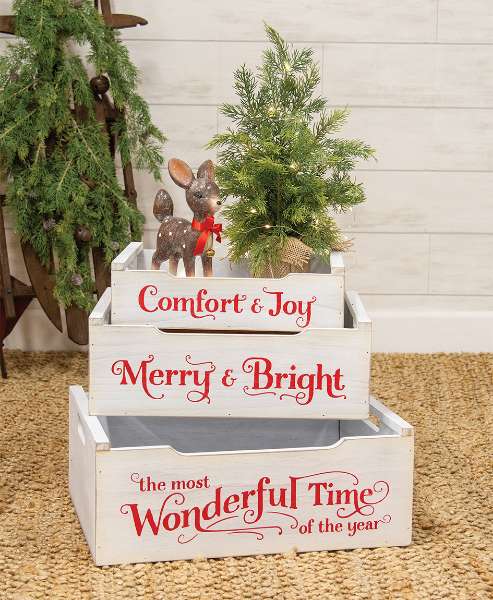 Picture of Most Wonderful Time of the Year Wooden Crates w/Handles, 3/Set