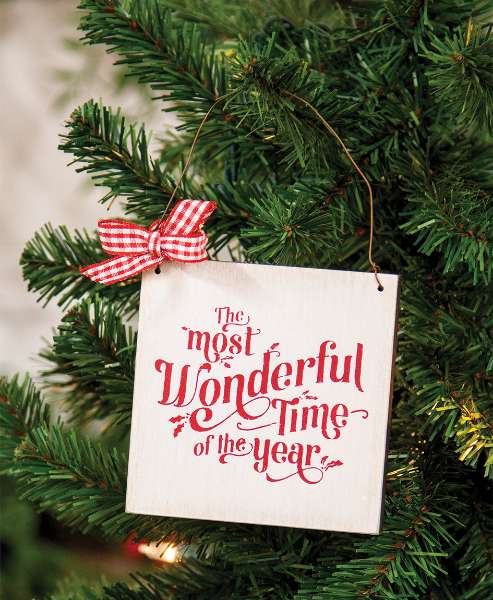 Picture of Most Wonderful Time of the Year Wooden Ornament with Bow