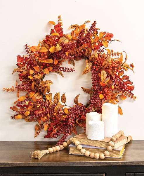 Picture of Bittersweet Berries & Fall Leaves Wreath, 24"