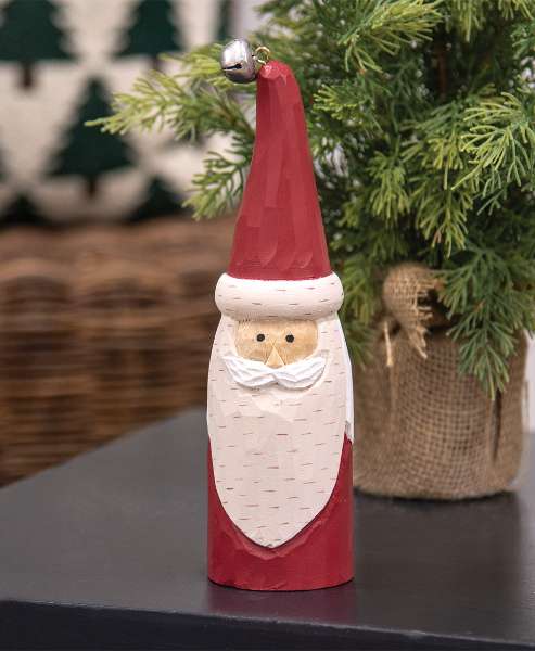 Picture of Carved Wood Jingle Bell Santa, 9"H