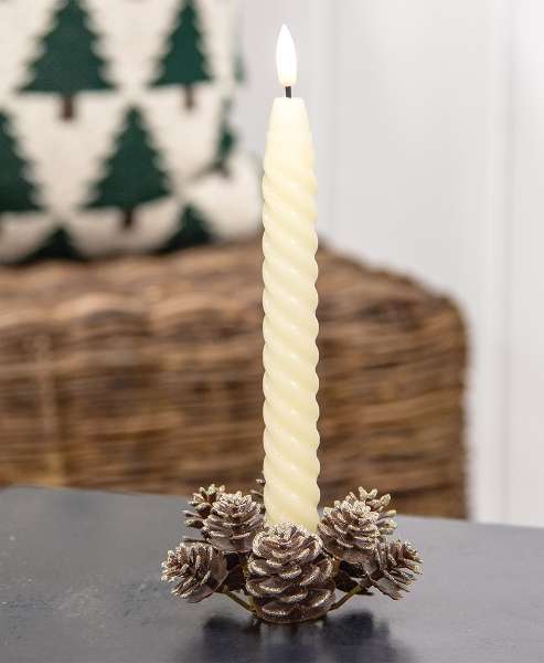 Picture of Champagne Frosted Pinecones Candle Ring, 1"