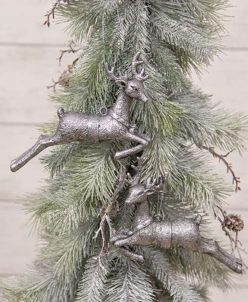 Picture of Antiqued Silver Vintage Reindeer Ornament, 2 Asstd.