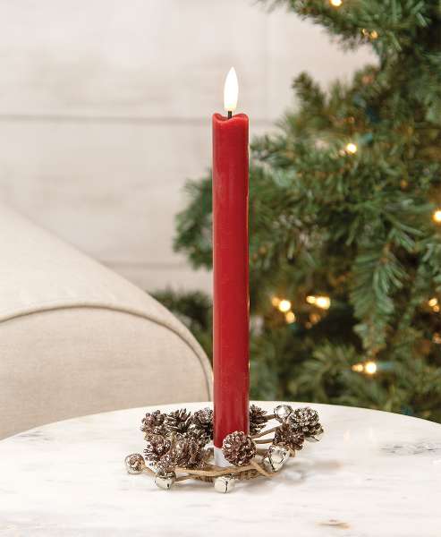 Picture of Icy Pinecone & Sleigh Bells Candle Ring, 2"