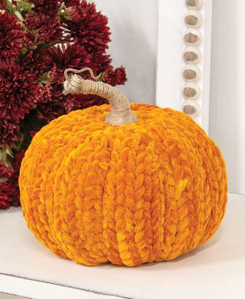 Picture of Orange Chenille Pumpkin w/Jute Stem, 7.5" Dia.