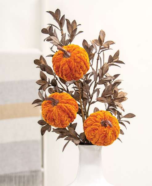 Picture of Orange Chenille Pumpkin Trio Spray, 27"