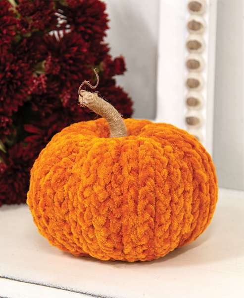 Picture of Orange Chenille Pumpkin w/Jute Stem, 6" Dia.