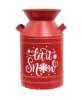 Picture of Distressed Red Metal Let It Snow Milk Can