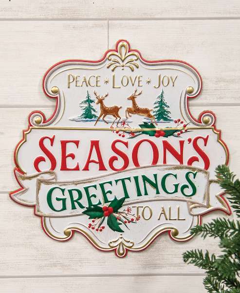 Picture of Distressed Season's Greetings to All Metal Sign