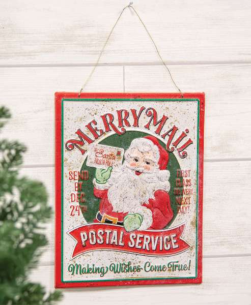 Picture of Metal Retro Merry Mail Postal Service Sign