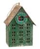 Picture of Distressed Green Metal Winter Birdhouse with Wreath