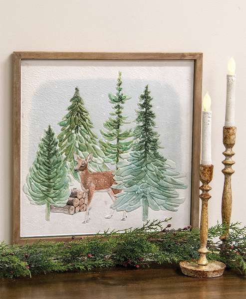 Picture of Snowy Woodland Deer Dimensional Frame