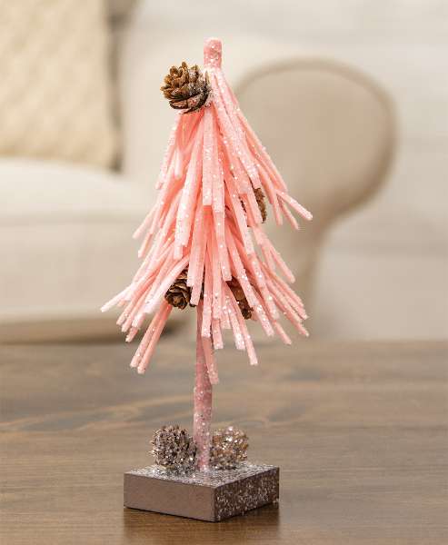 Picture of Pink Glittered Foamy Needle Pinecone Tree, 8"H