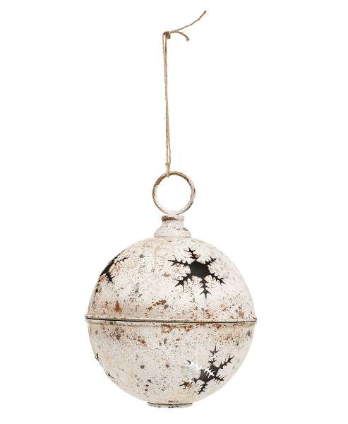 Picture of Gleaming Distressed White Metal Snowflake Jingle Bell, 8.25" x 11.5"