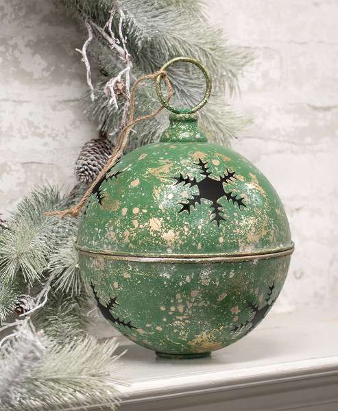 Picture of Gleaming Distressed Green Metal Snowflake Jingle Bell, 8.25" x 11.5"