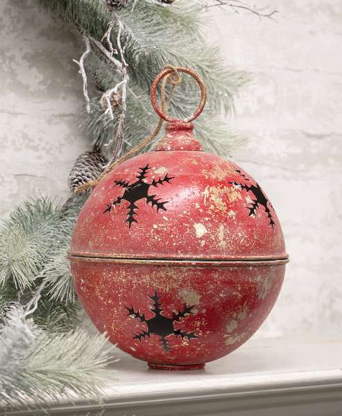 Picture of Gleaming Distressed Red Metal Snowflake Jingle Bell, 8.25" x 11.5"