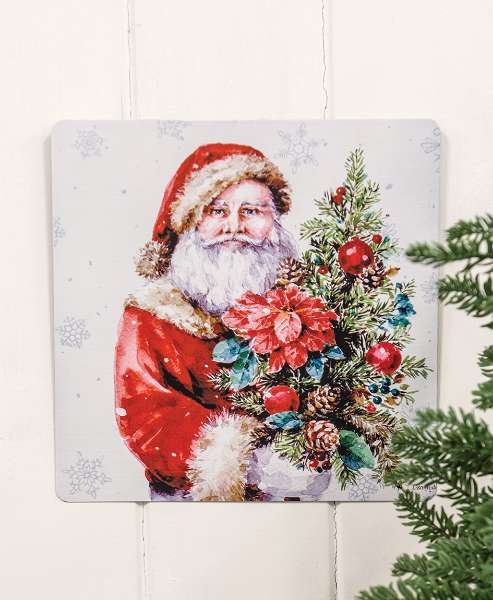 Picture of Santa with Christmas Tree Metal Sign