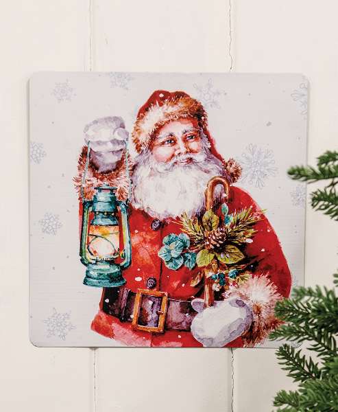 Picture of Santa with Lantern Metal Sign