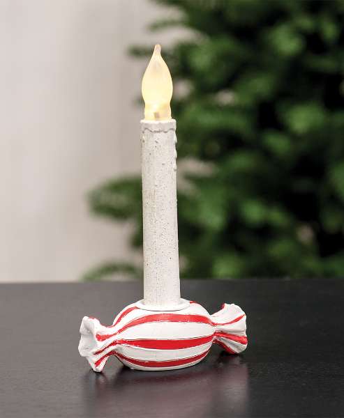 Picture of Red and White Striped Candy Taper Holder