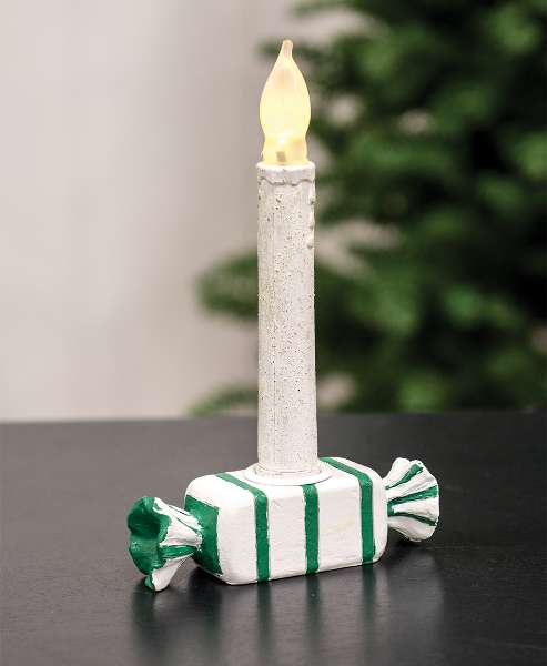 Picture of Green and White Striped Candy Taper Holder